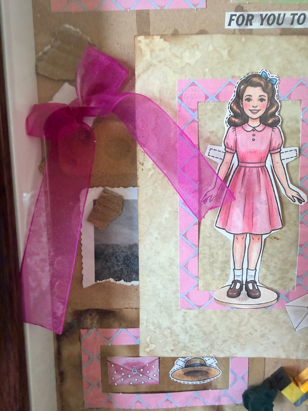 "Susan's Wardrobe" Vintage Paper Doll Shadowbox Art – Nostalgic Handmade 3D Collage