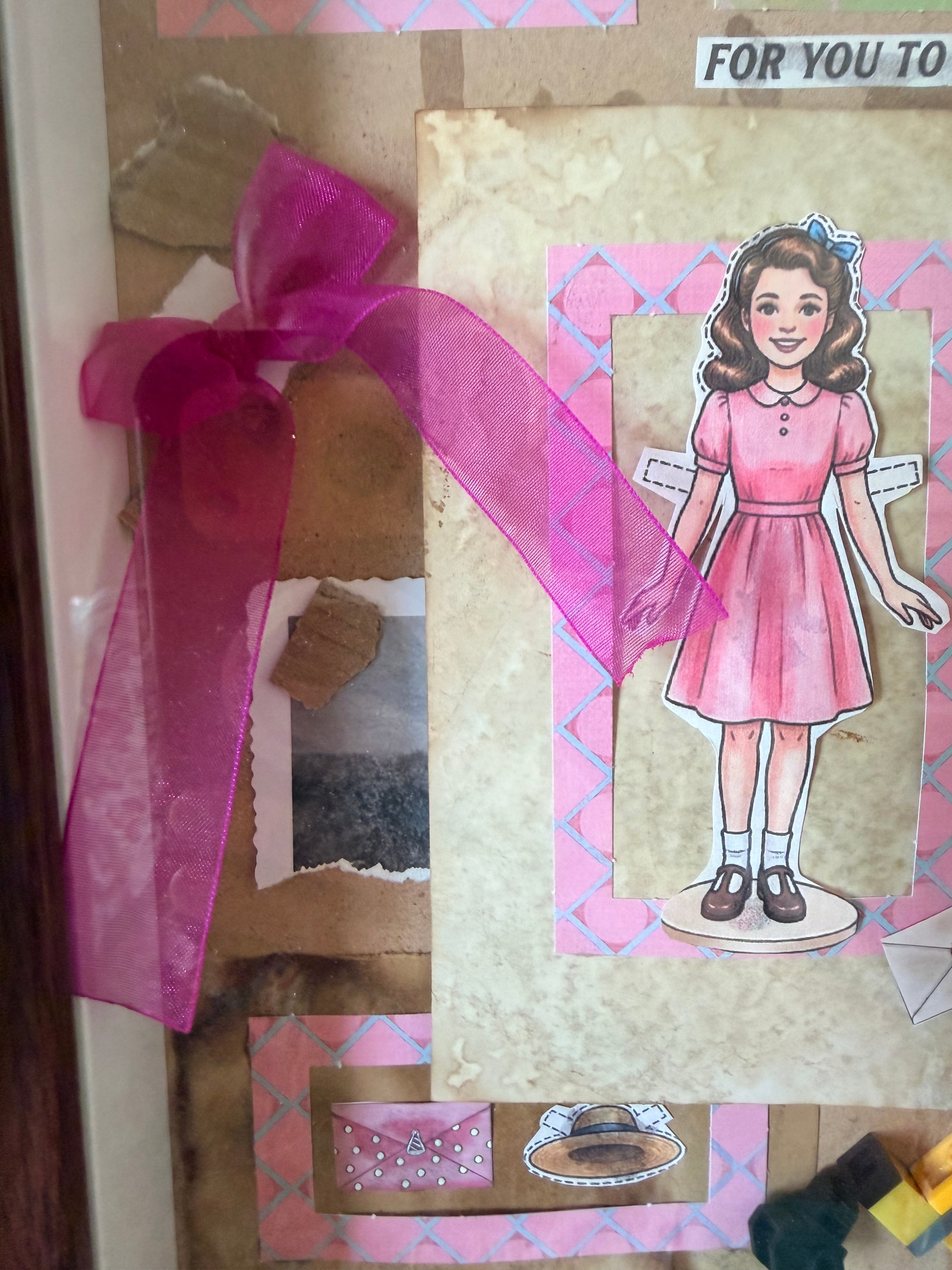 "Susan's Wardrobe" Vintage Paper Doll Shadowbox Art – Nostalgic Handmade 3D Collage