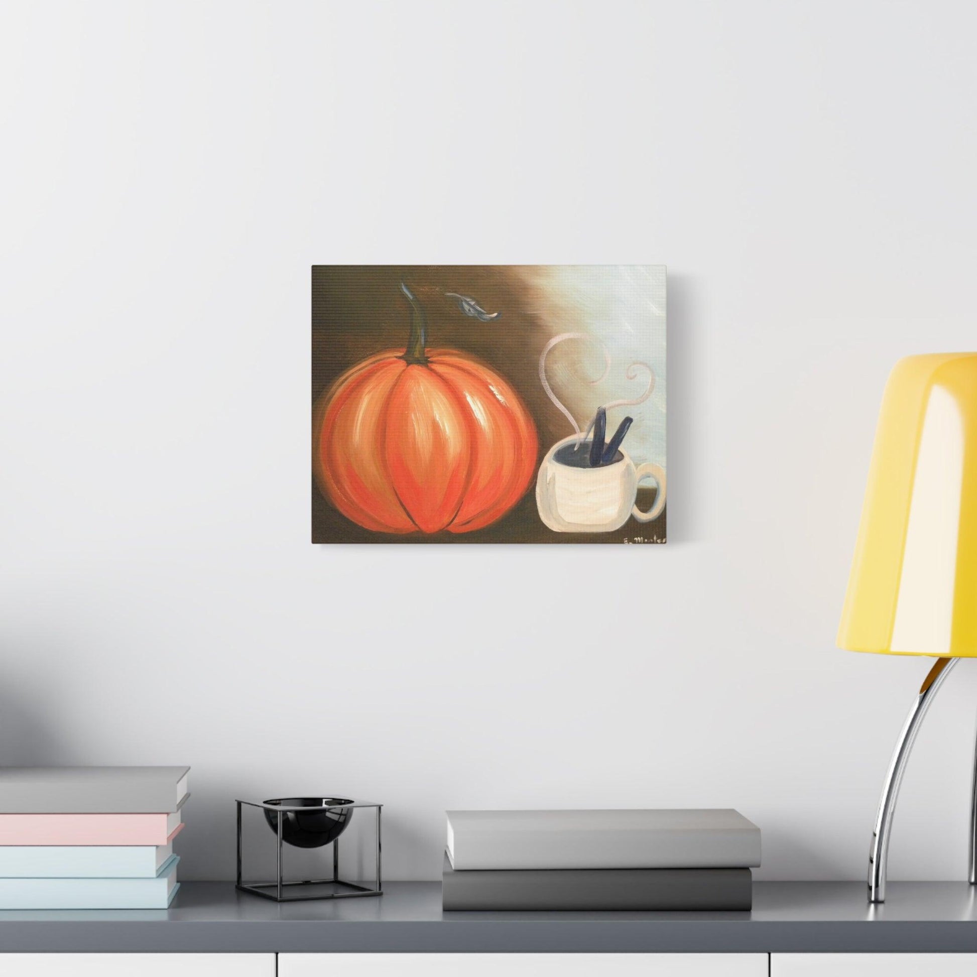 Happy Pumpkin & Cocoa - Canvas Print - LIMITED EDITION - Katya Montes Art