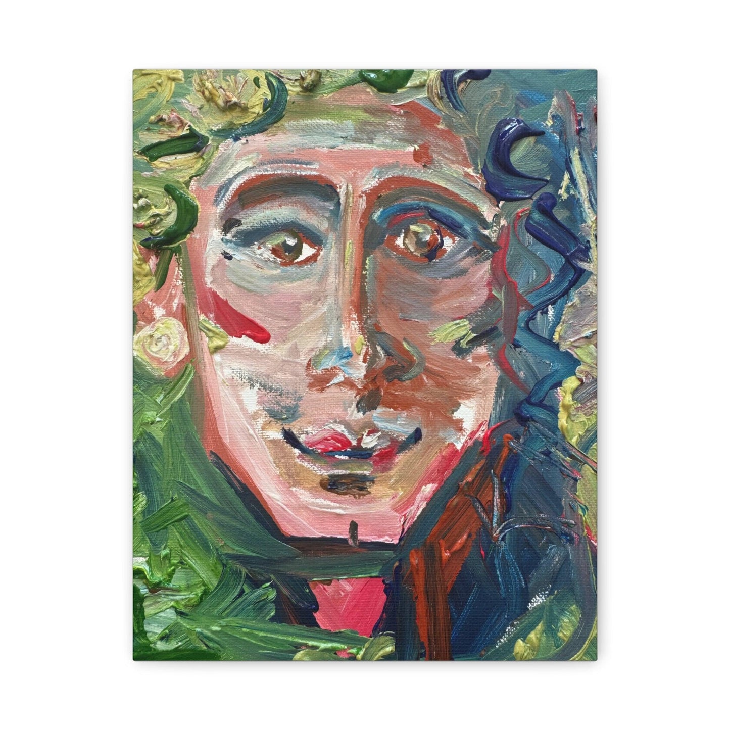 Smiling Face Portrait No. 302 - Canvas Art - Portrait Expressionism - Katya Montes Art