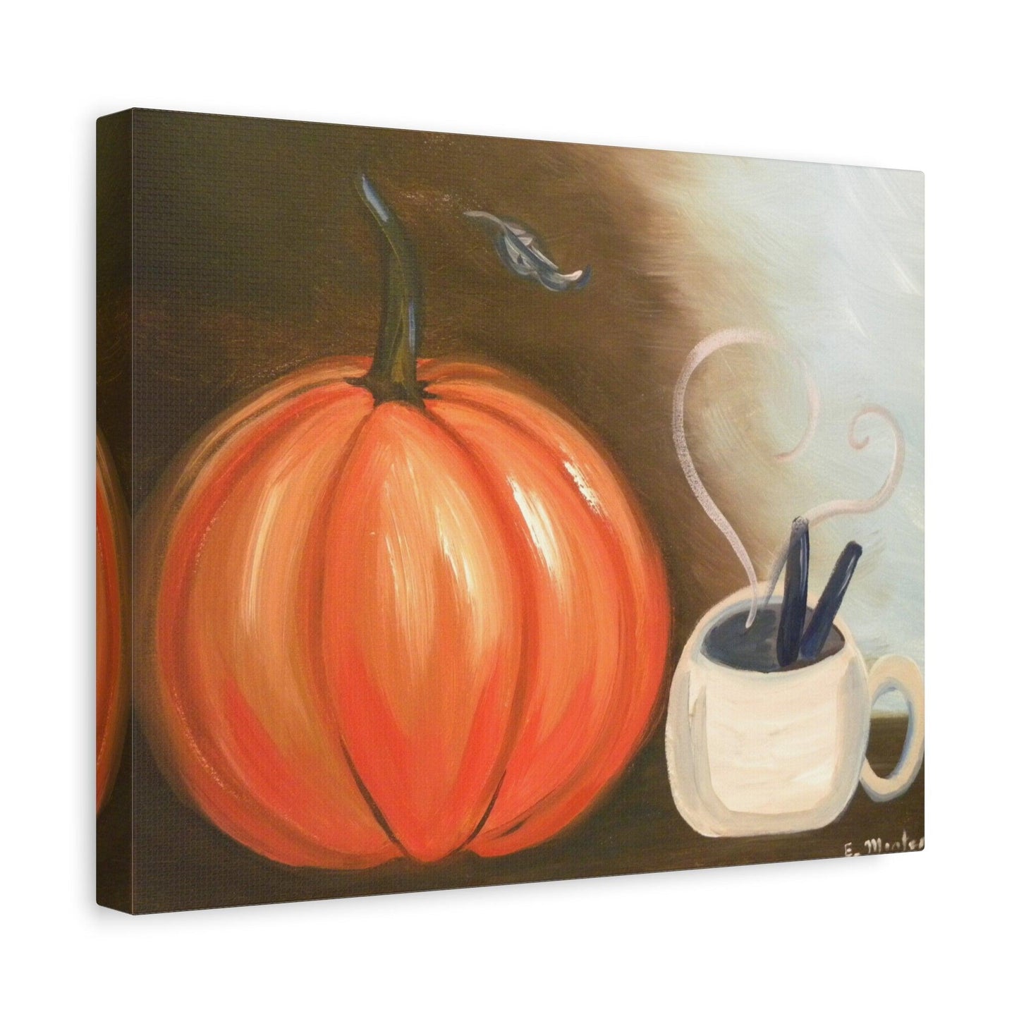 Happy Pumpkin & Cocoa - Canvas Print - LIMITED EDITION - Katya Montes Art