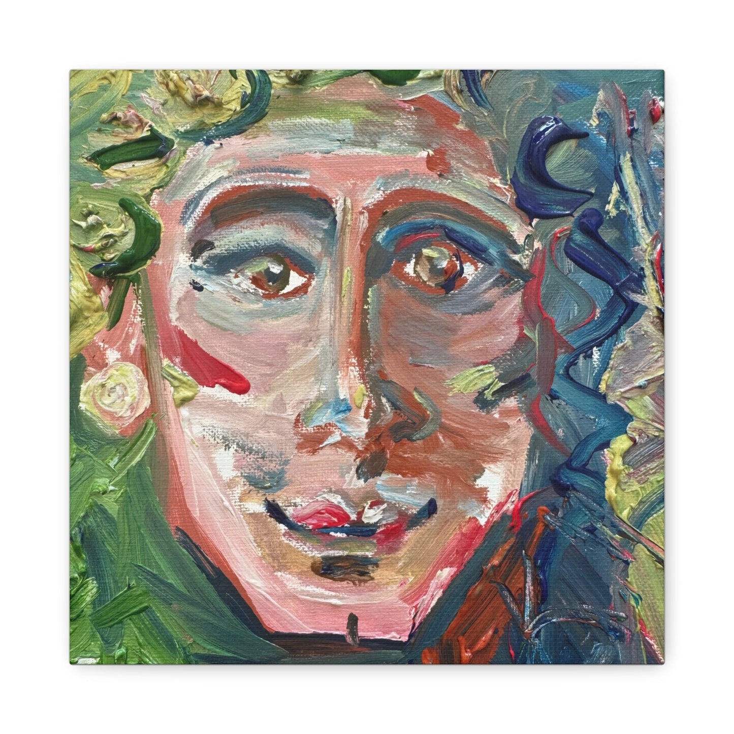 Smiling Face Portrait No. 302 - Canvas Art - Portrait Expressionism - Katya Montes Art