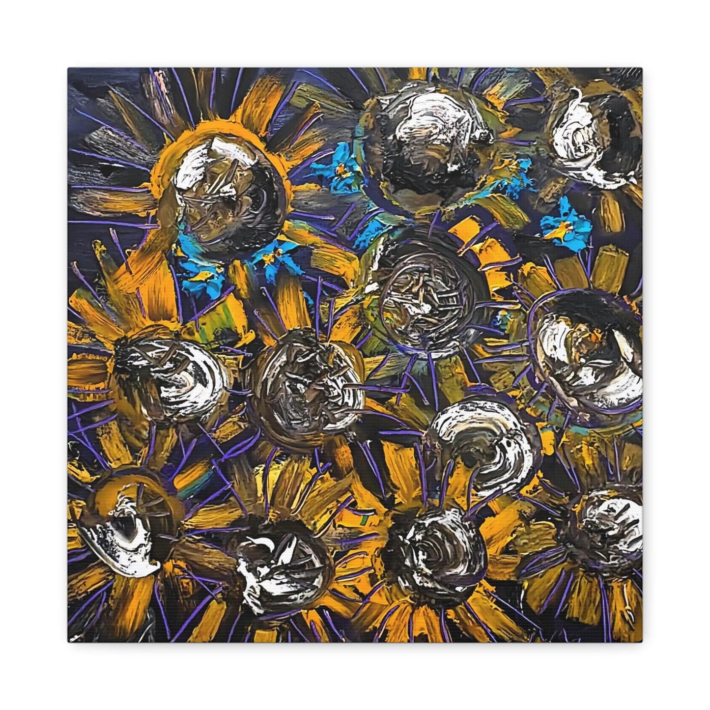 Purple Sunflowers No.03 - Abstract Flowers - Canvas Print - Katya Montes Art