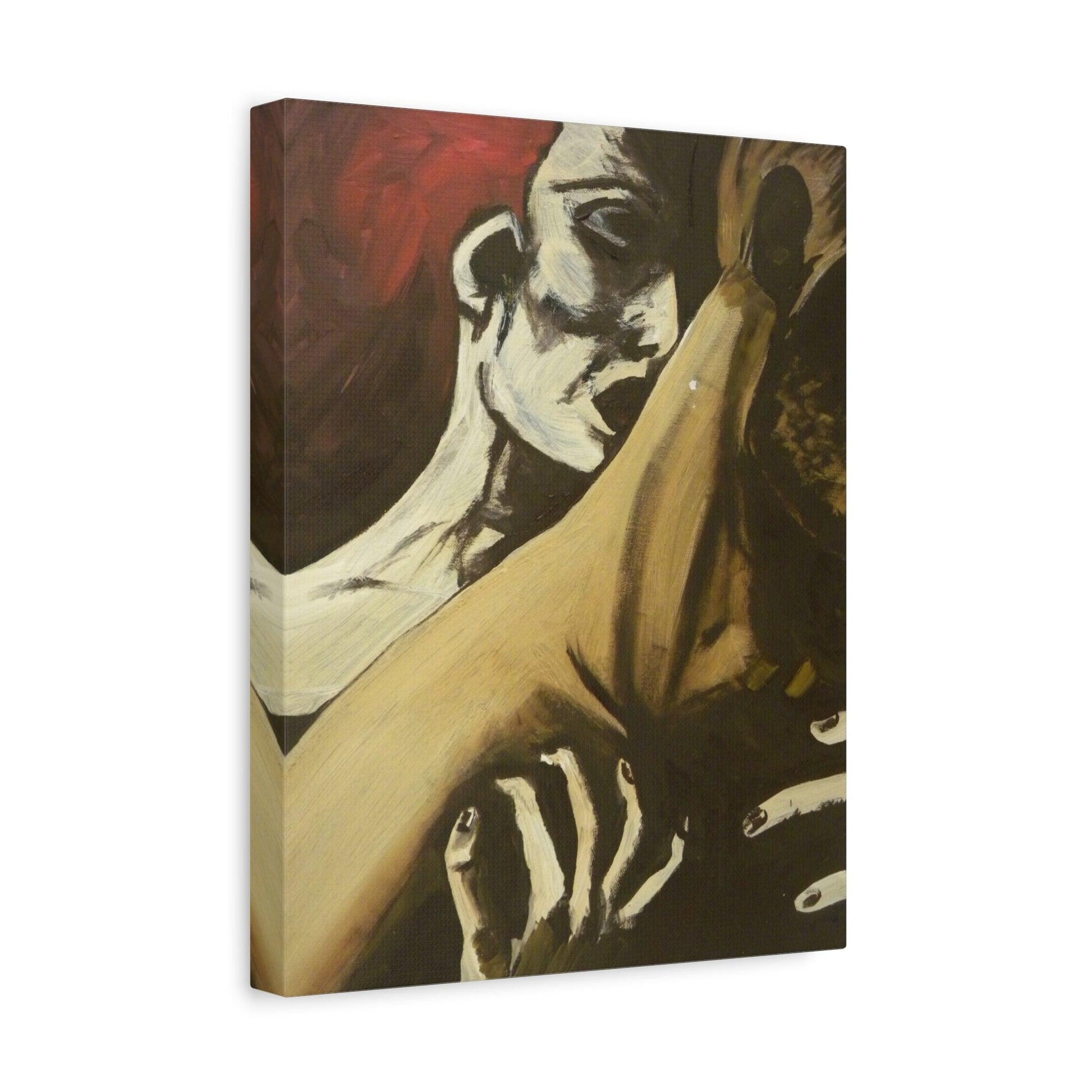 Passionate Embrace: An Art Deco Abstract Expressionism Portrait - Canvas Print - LIMITED EDITION - Katya Montes Art