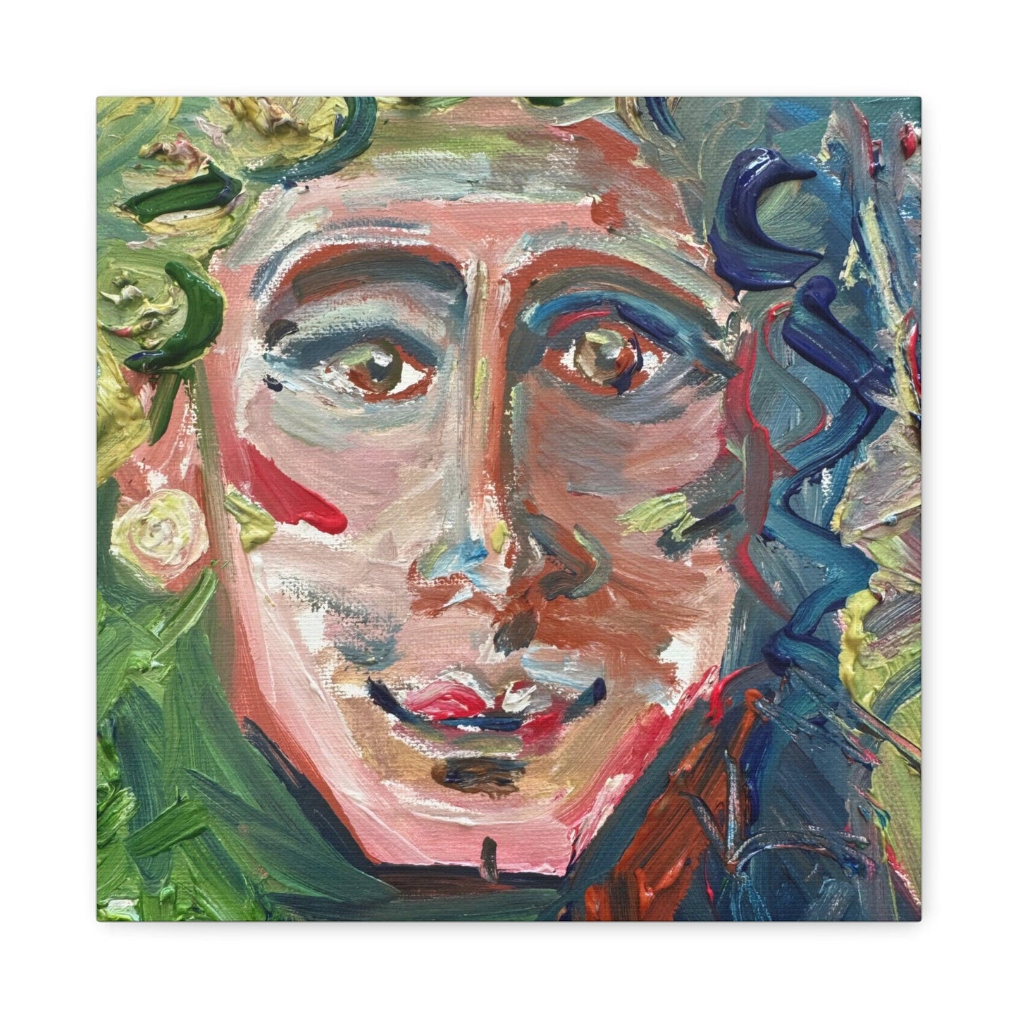 Smiling Face Portrait No. 302 - Canvas Art - Portrait Expressionism - Katya Montes Art