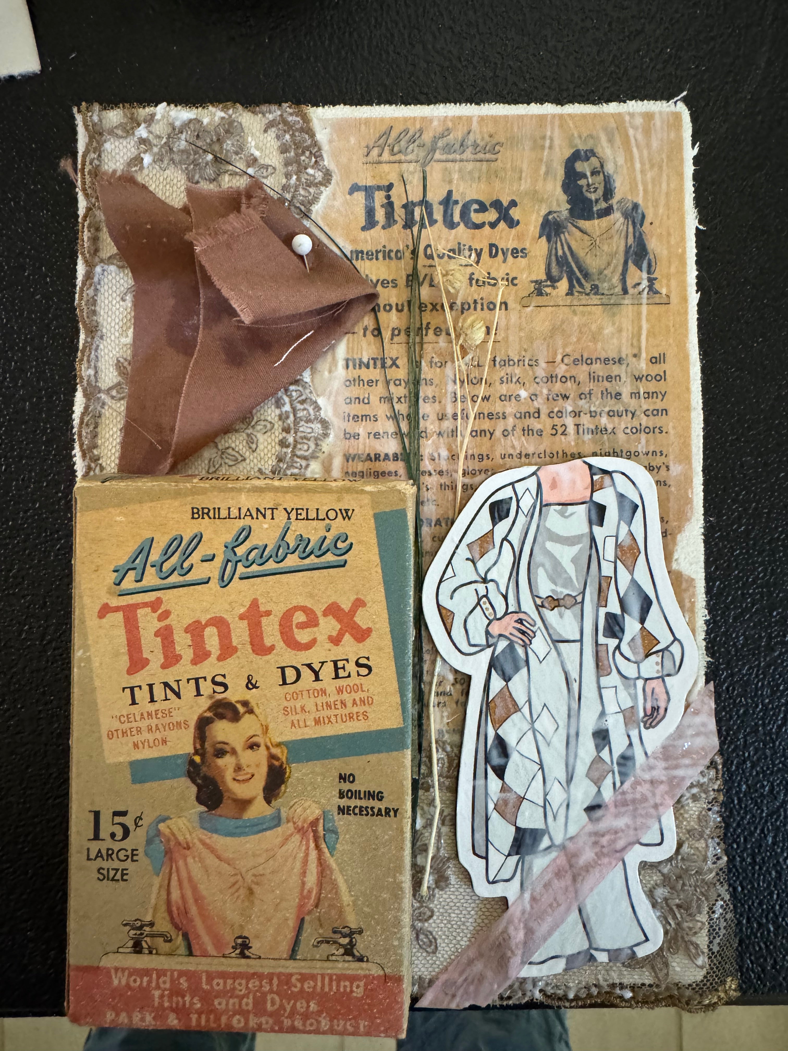 Vintage Sewing Shadowbox Art - 3D Mixed Media Wall Decor