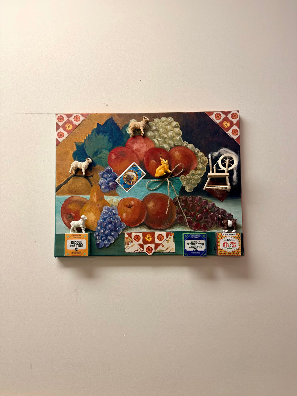 "Riddle Me This" 3D Mixed Media Assemblage Painting – Whimsical Still Life (16" x 24")