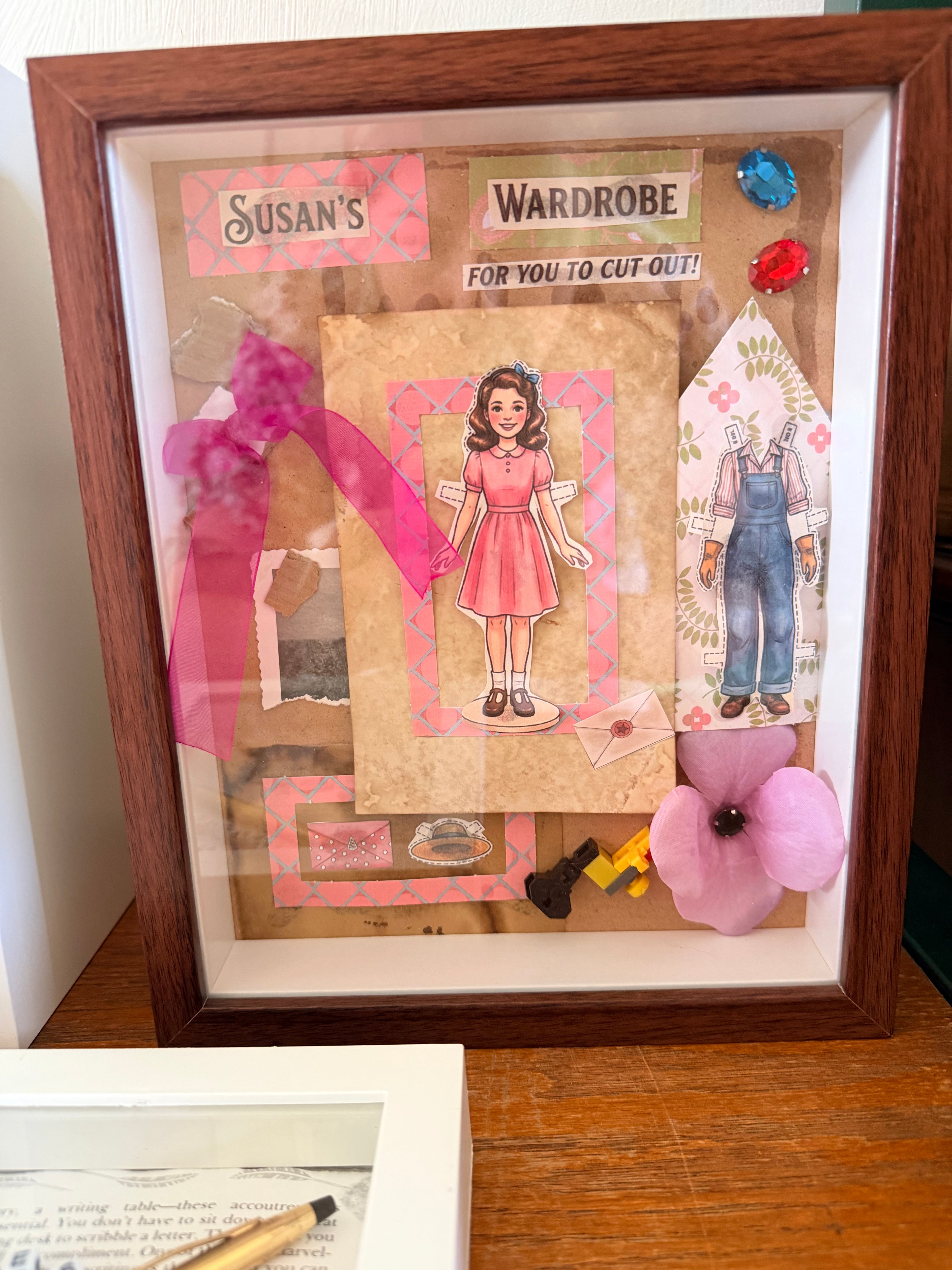 "Susan's Wardrobe" Vintage Paper Doll Shadowbox Art – Nostalgic Handmade 3D Collage