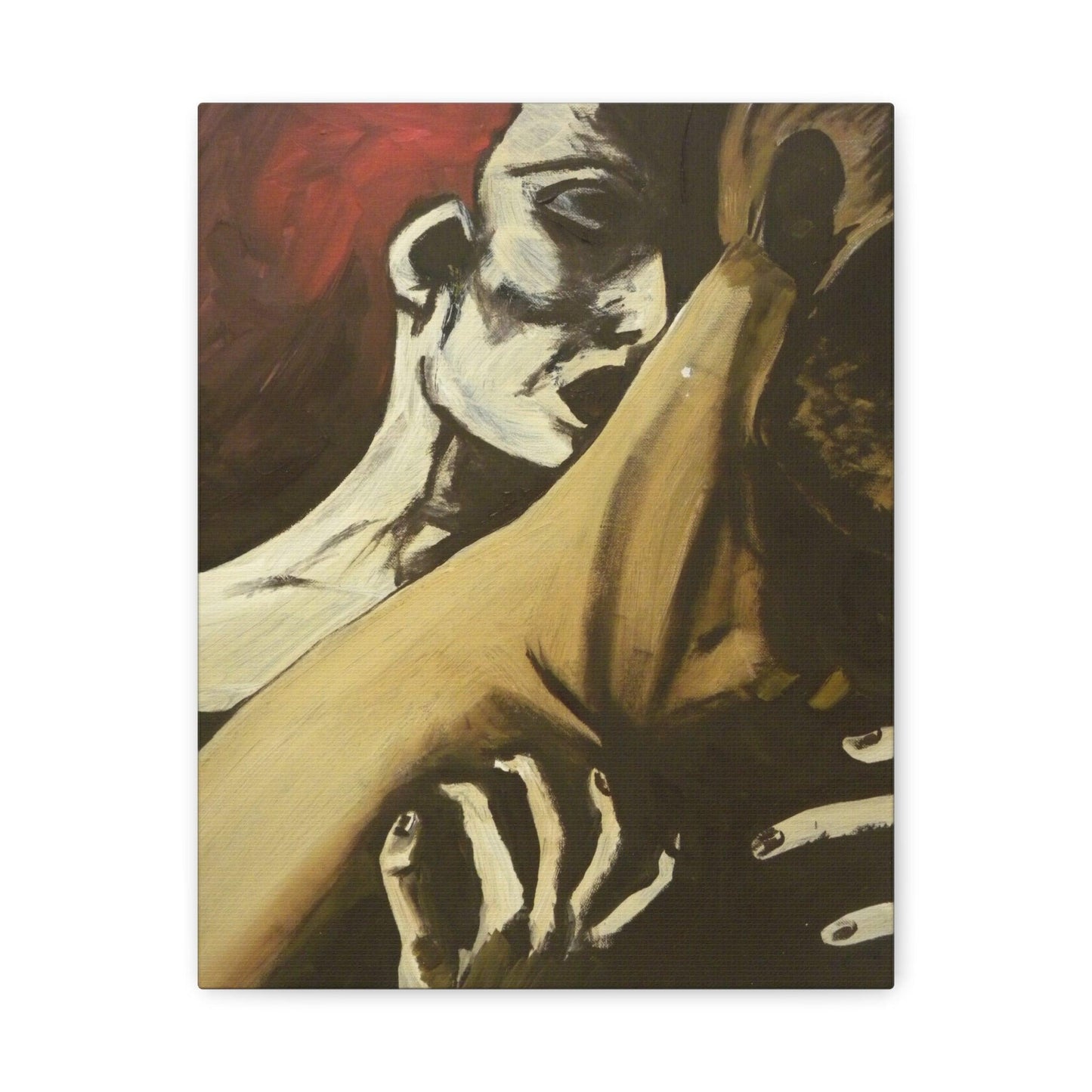 Passionate Embrace: An Art Deco Abstract Expressionism Portrait - Canvas Print - LIMITED EDITION - Katya Montes Art