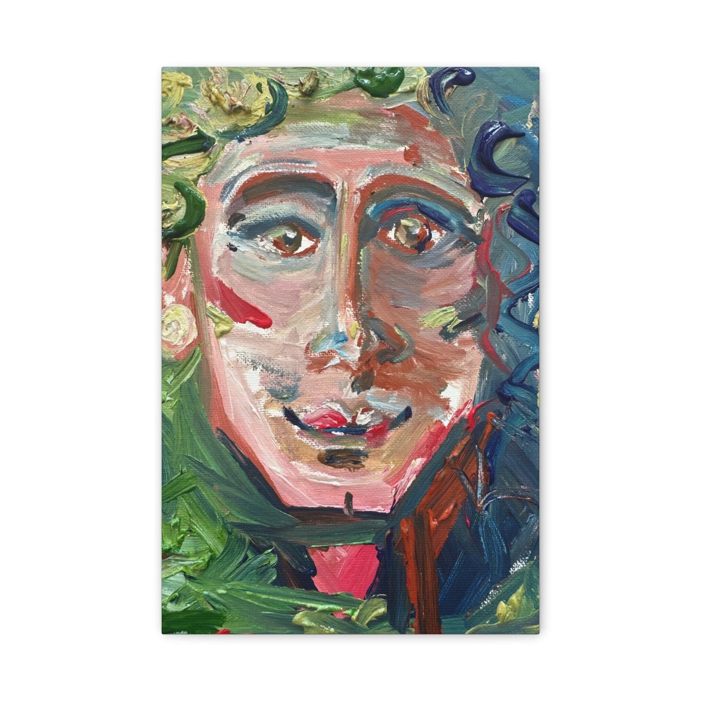 Smiling Face Portrait No. 302 - Canvas Art - Portrait Expressionism - Katya Montes Art