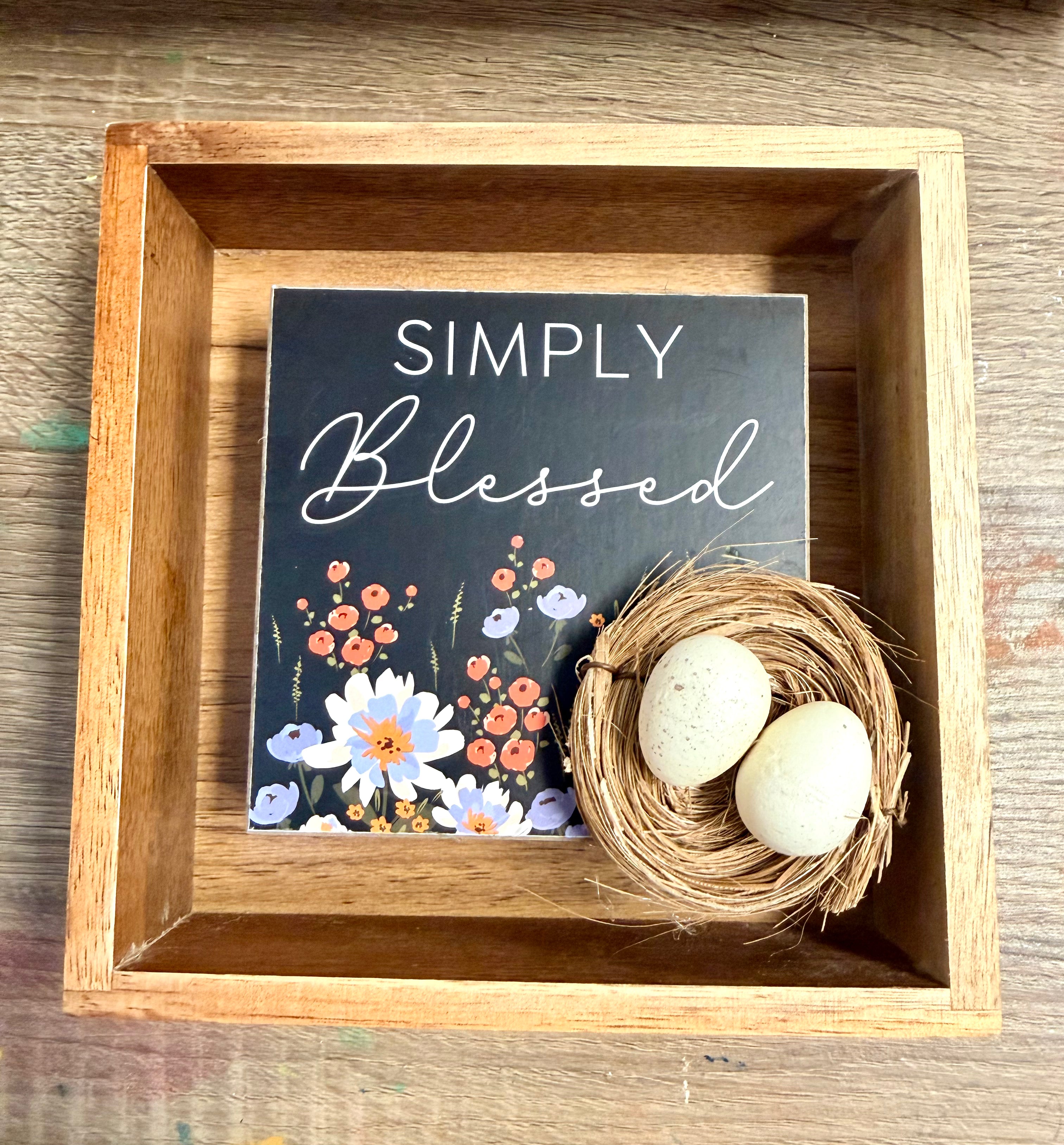 Rustic Wood Mini Shadowbox – "Simply Blessed" (6"x6")