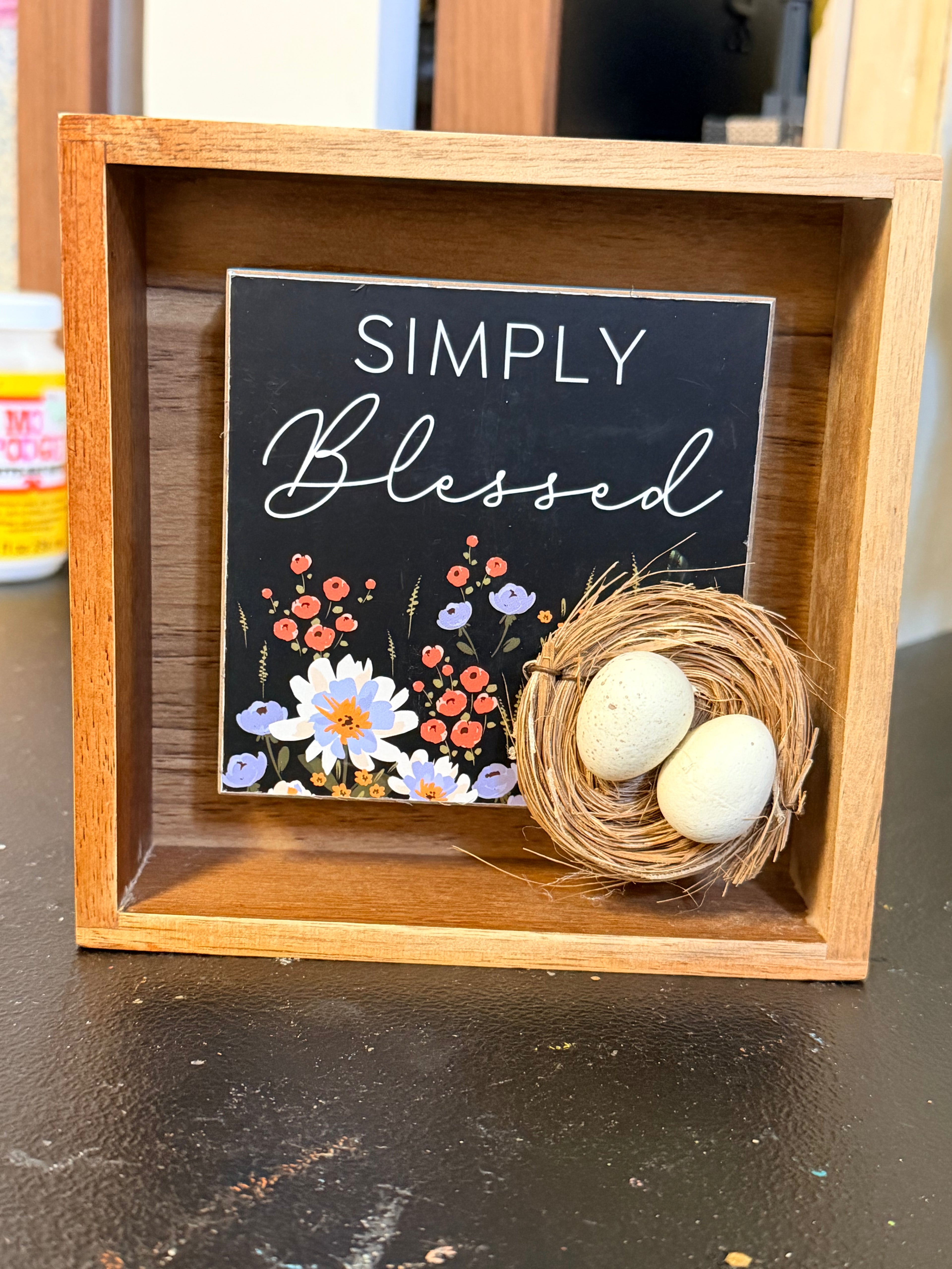 Rustic Wood Mini Shadowbox – "Simply Blessed" (6"x6")
