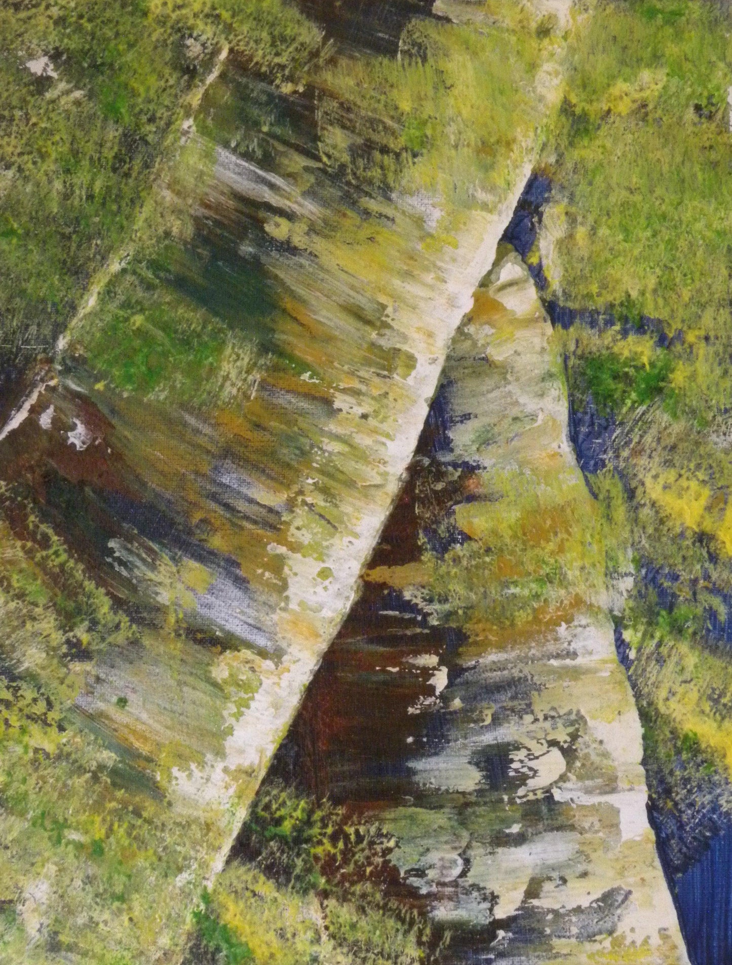 Contemporary Modern Birch Tree Bark Painting on Canvas - Original - 11"x 14"